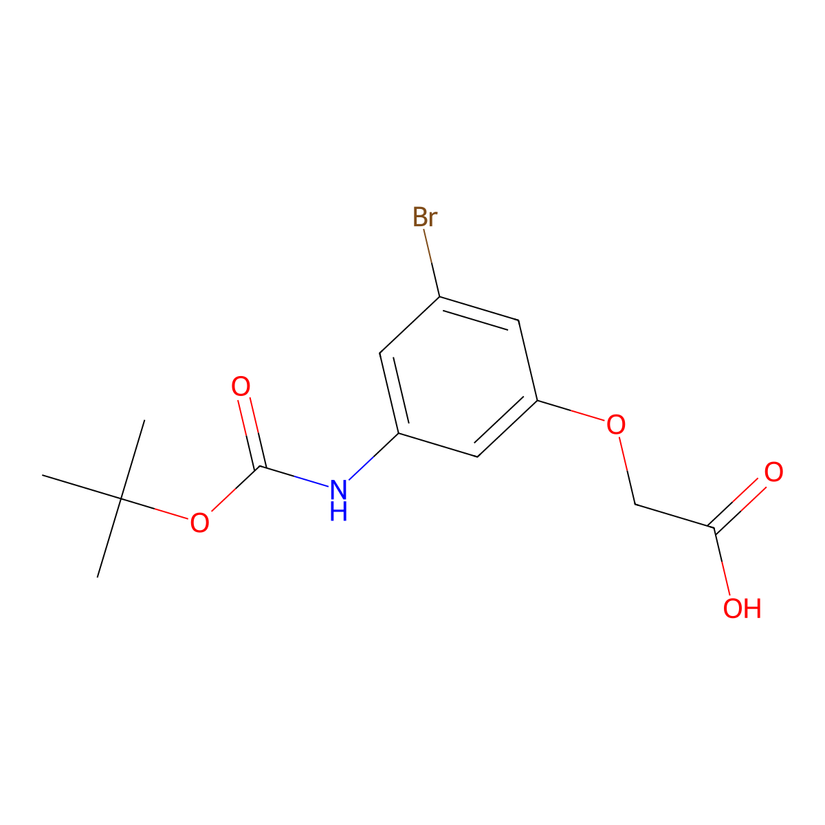 2-(3-Bromo-5-{[(tert-butoxy)carbonyl]amino}phenoxy)aceticacid molecular structure, CAS 2352936-59-3