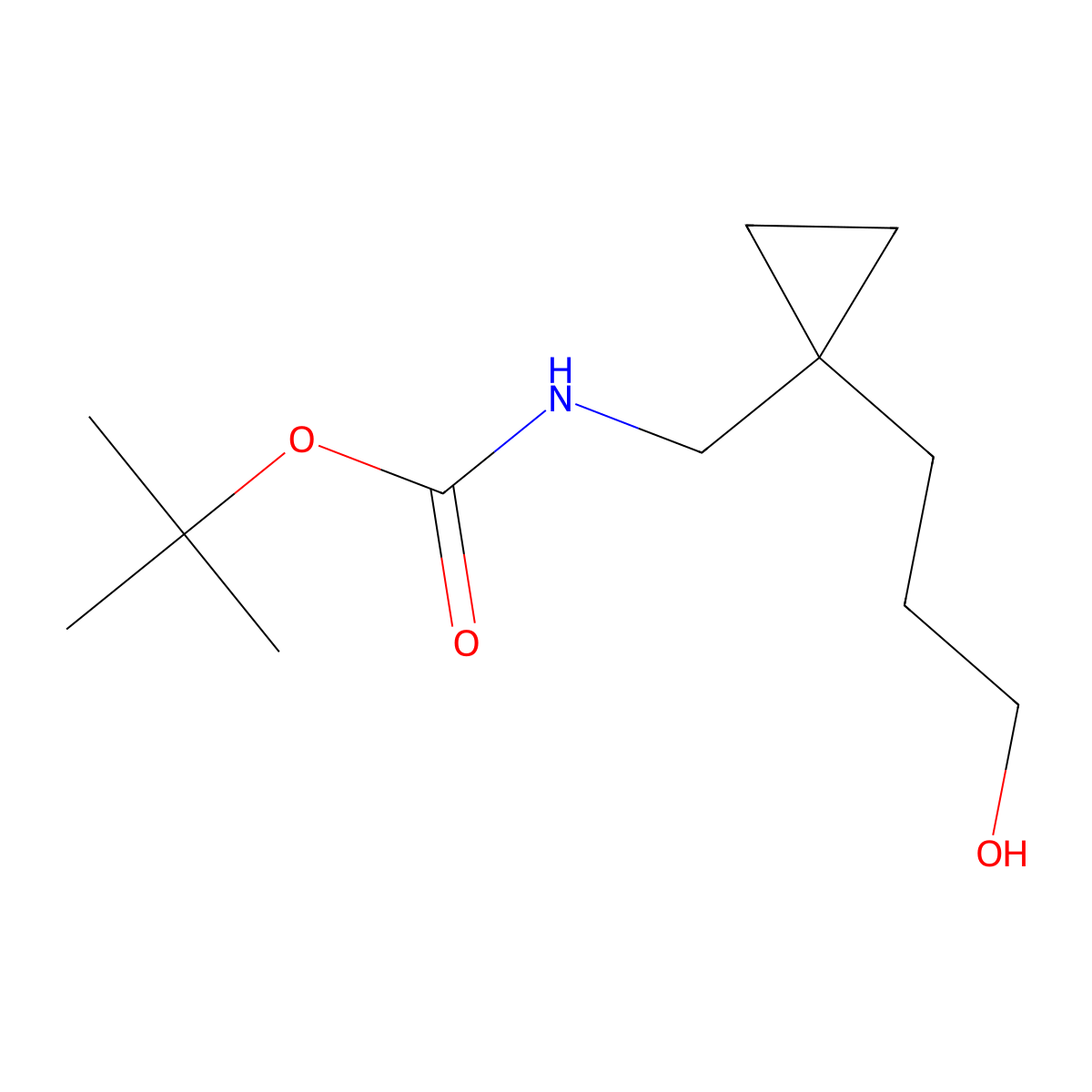 tert-butyl N-{[1-(3-hydroxypropyl)cyclopropyl]methyl}carbamate molecular structure, CAS 2352987-95-0