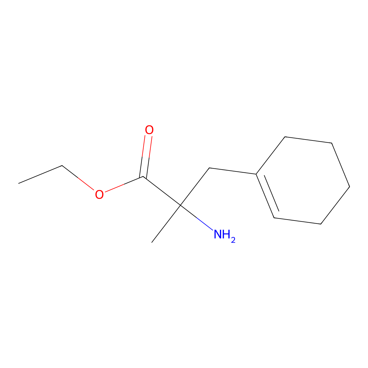 Ethyl 2-amino-3-(cyclohex-1-en-1-yl)-2-methylpropanoate molecular structure, CAS 2352988-12-4