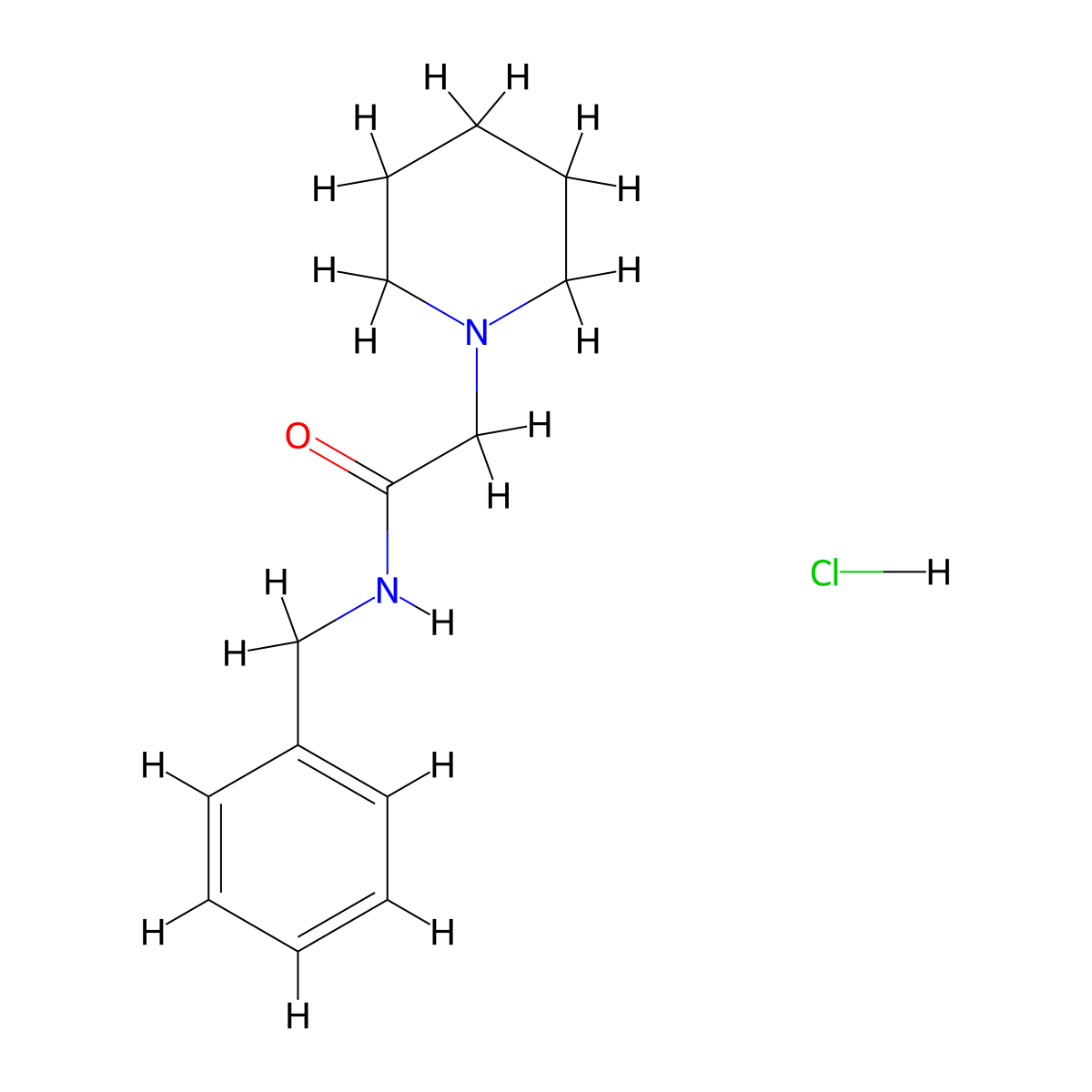 Acetamide, N-benzyl-2-piperidino-, hydrochloride molecular structure, CAS 2353-19-7