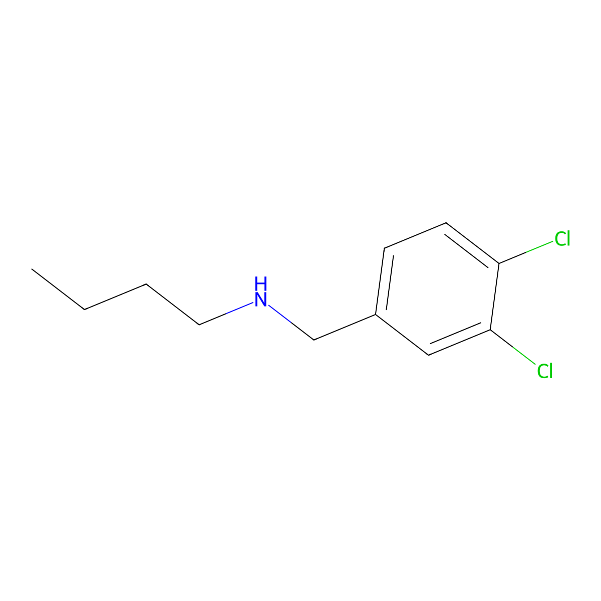 Benzenemethanamine, N-butyl-3,4-dichloro- molecular structure, CAS 23530-78-1