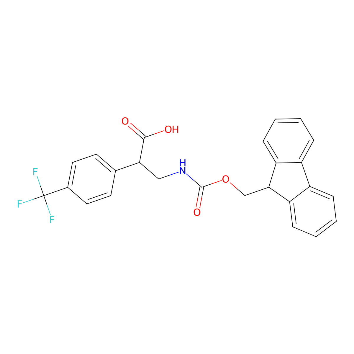 3-({[(9H-fluoren-9-yl)methoxy]carbonyl}amino)-2-[4-(trifluoromethyl)phenyl]propanoic acid molecular structure, CAS 2353013-78-0