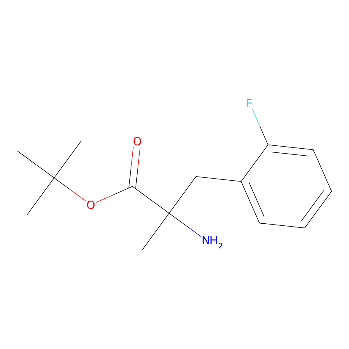 Tert-butyl 2-amino-3-(2-fluorophenyl)-2-methylpropanoate molecular structure, CAS 2353025-21-3
