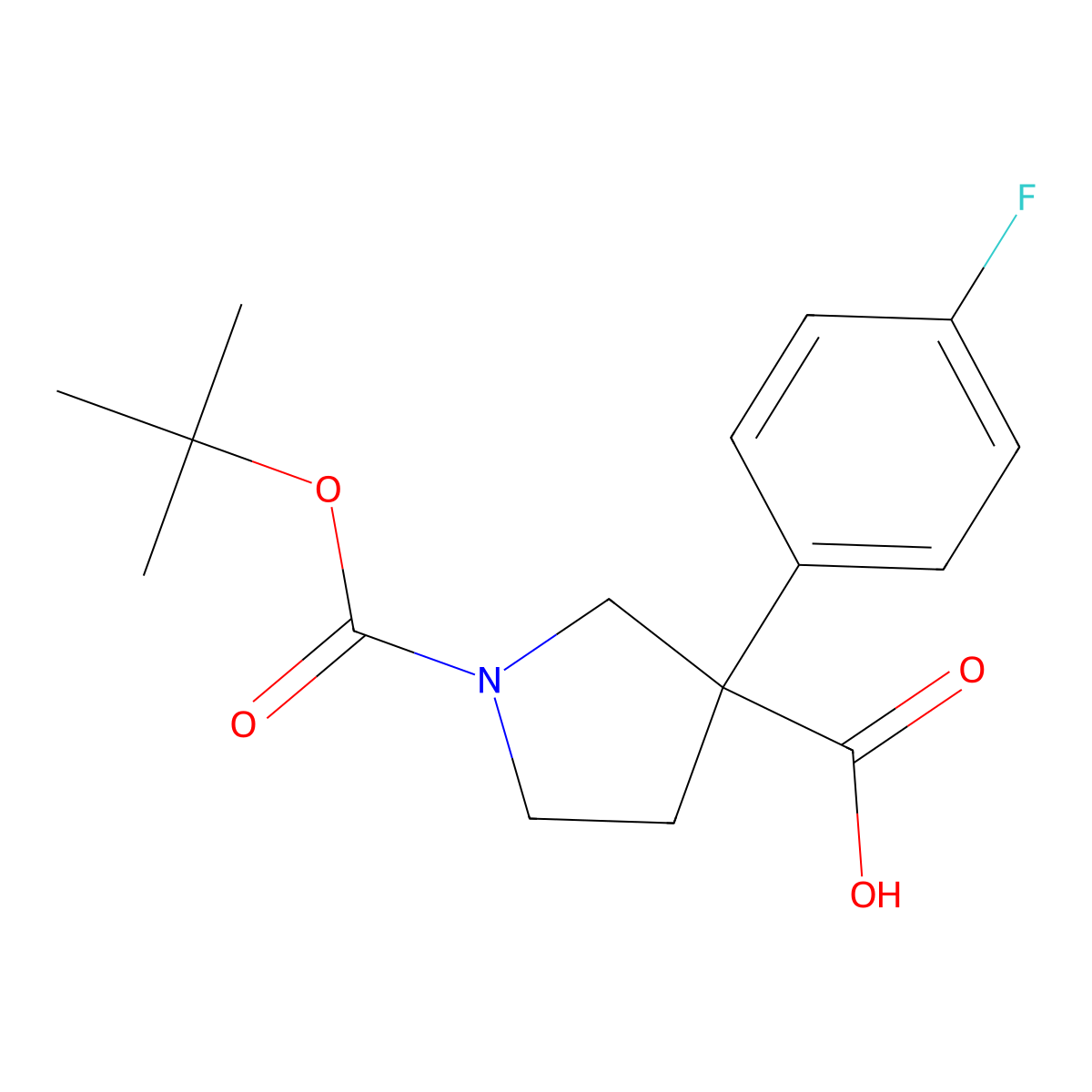 1-[(Tert-butoxy)carbonyl]-3-(4-fluorophenyl)pyrrolidine-3-carboxylic acid molecular structure, CAS 2353025-57-5