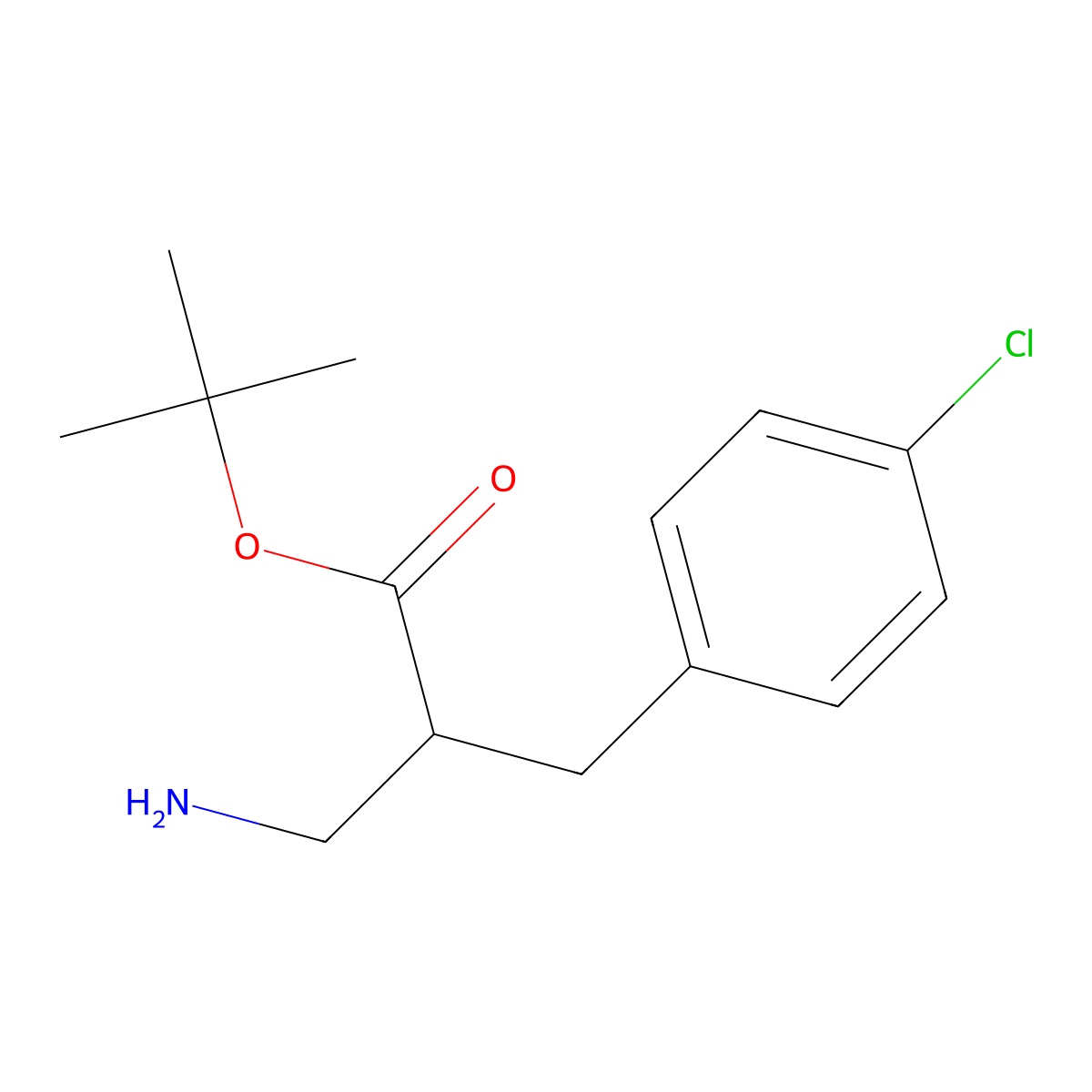 Tert-butyl 3-amino-2-[(4-chlorophenyl)methyl]propanoate molecular structure, CAS 2353032-72-9