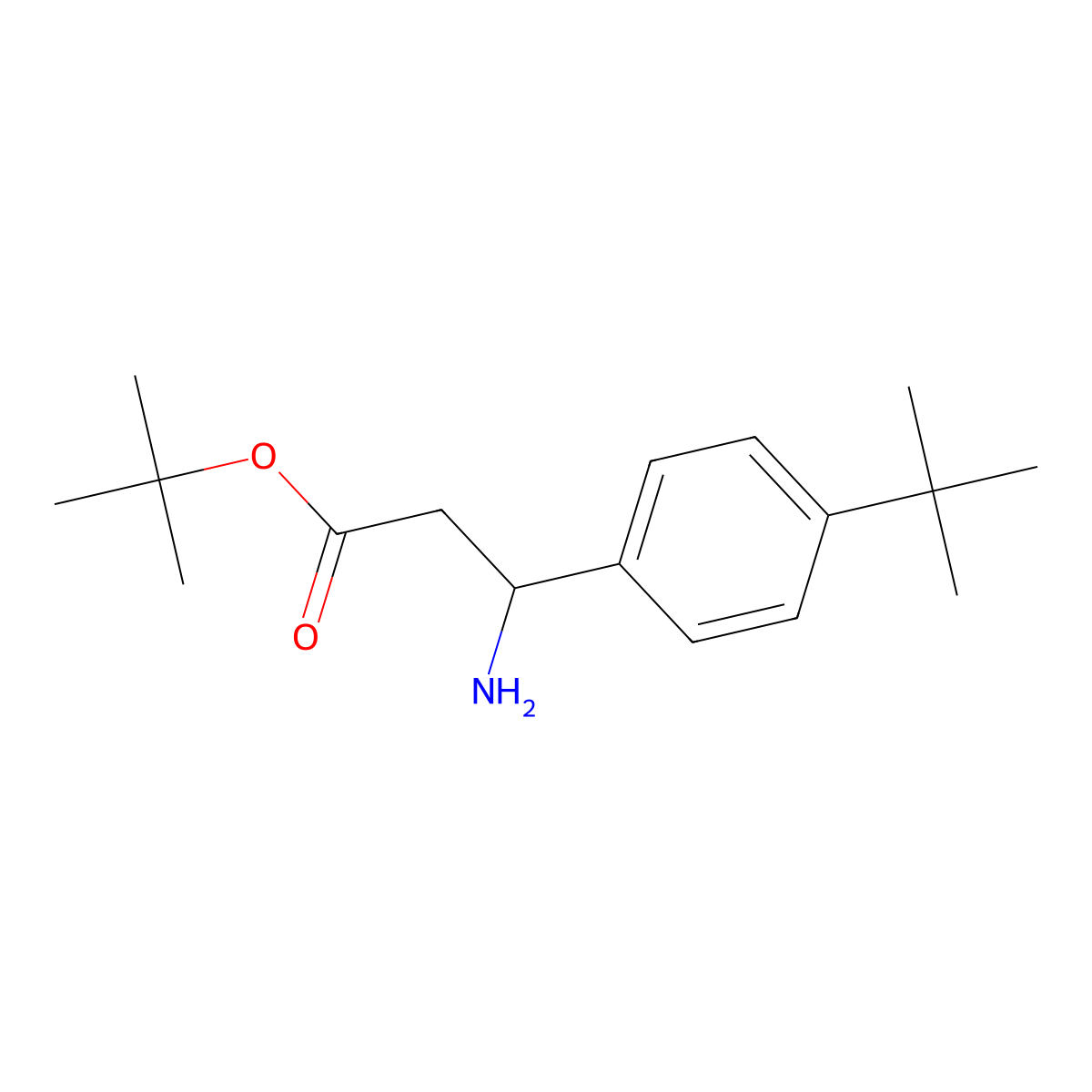 Tert-butyl 3-amino-3-(4-tert-butylphenyl)propanoate molecular structure, CAS 2353041-00-4