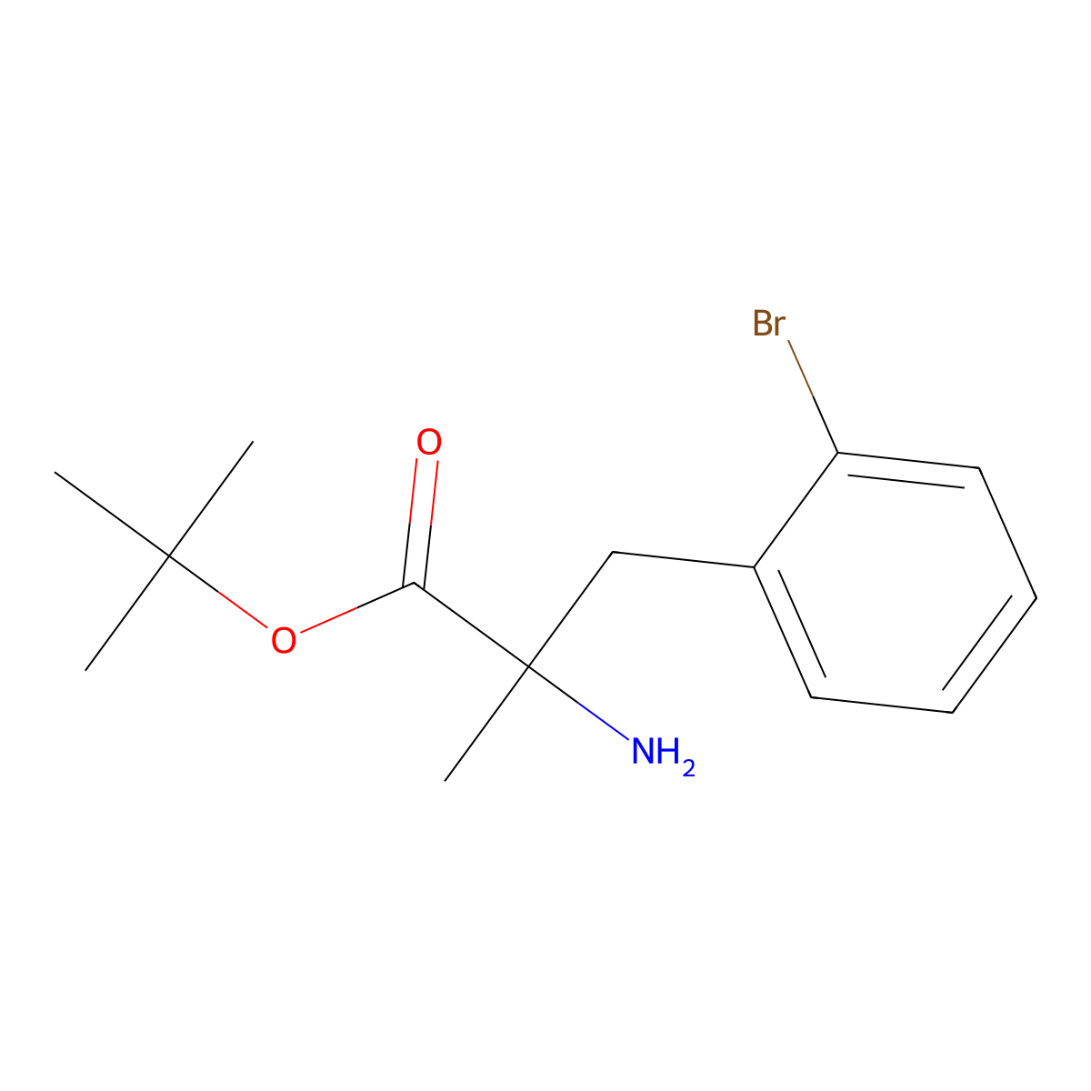 Tert-butyl 2-amino-3-(2-bromophenyl)-2-methylpropanoate molecular structure, CAS 2353043-99-7