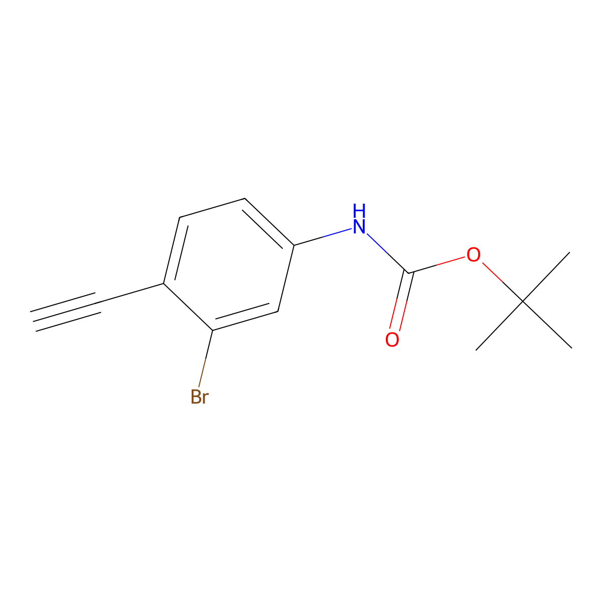 tert-butyl N-(3-bromo-4-ethynylphenyl)carbamate molecular structure, CAS 2353048-88-9