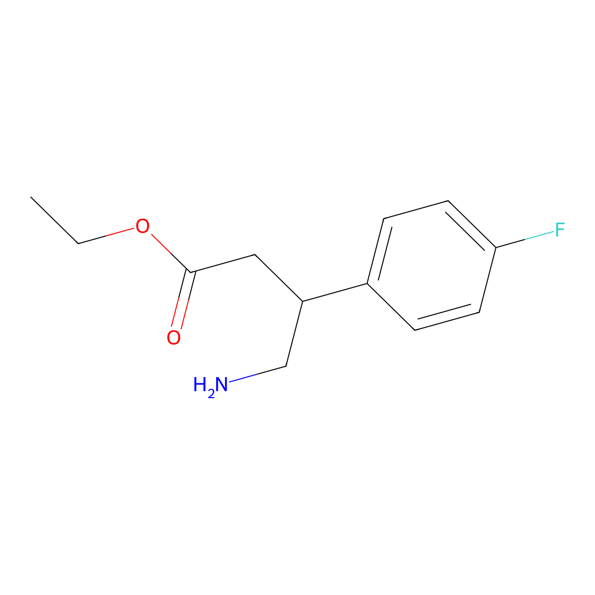 Ethyl 4-amino-3-(4-fluorophenyl)butanoate molecular structure, CAS 2353057-40-4