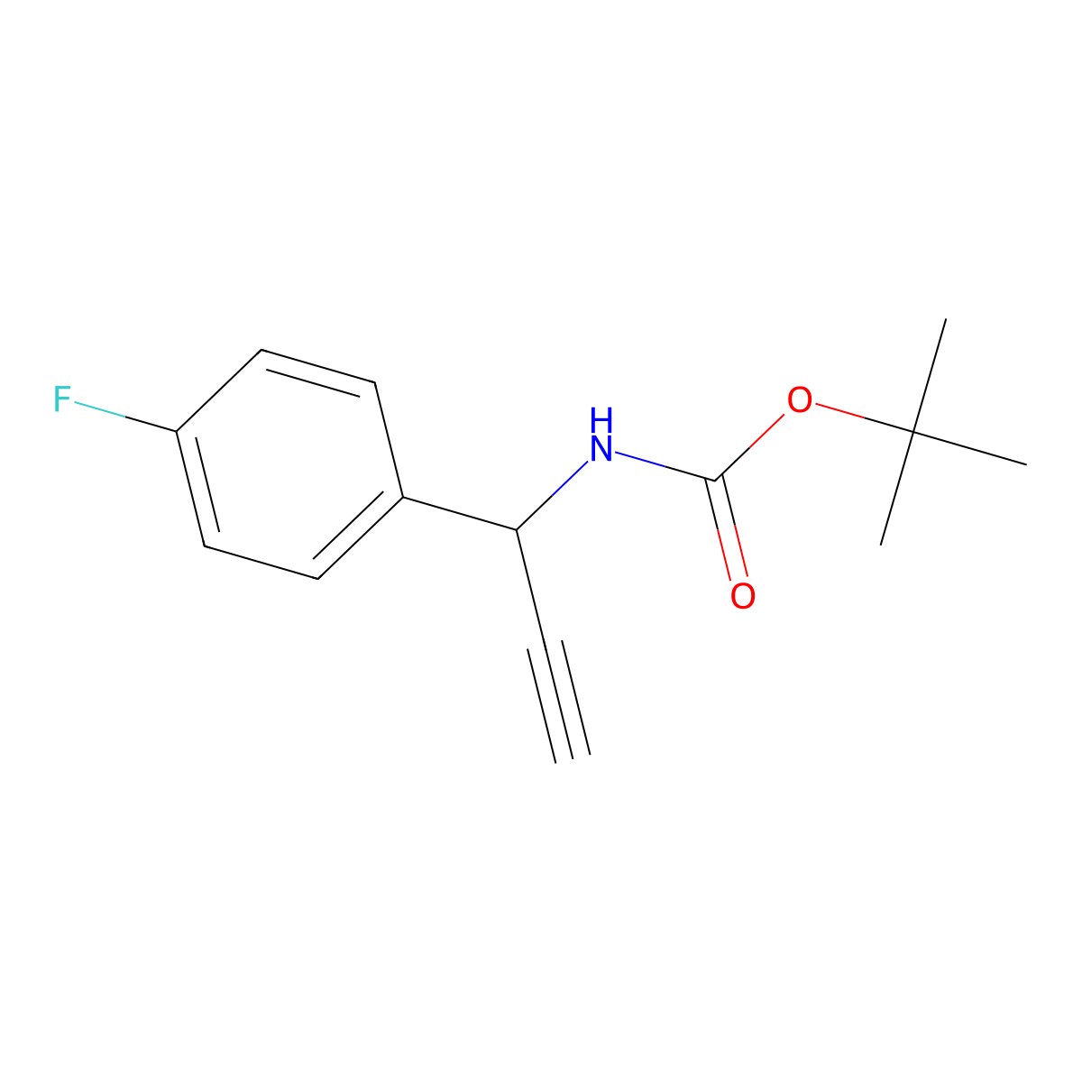 tert-butyl N-[1-(4-fluorophenyl)prop-2-yn-1-yl]carbamate molecular structure, CAS 2353060-32-7