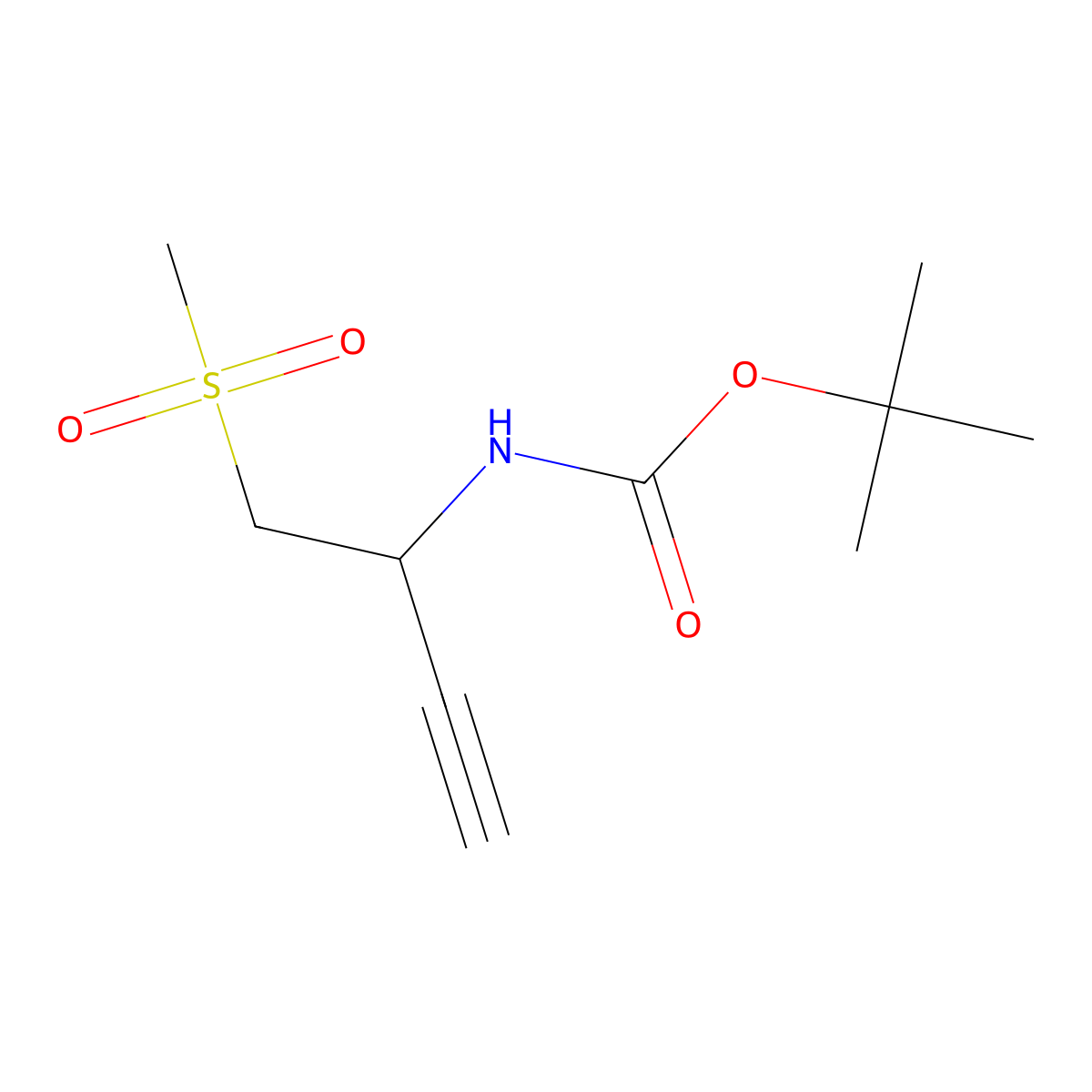 tert-butyl N-(1-methanesulfonylbut-3-yn-2-yl)carbamate molecular structure, CAS 2353063-40-6