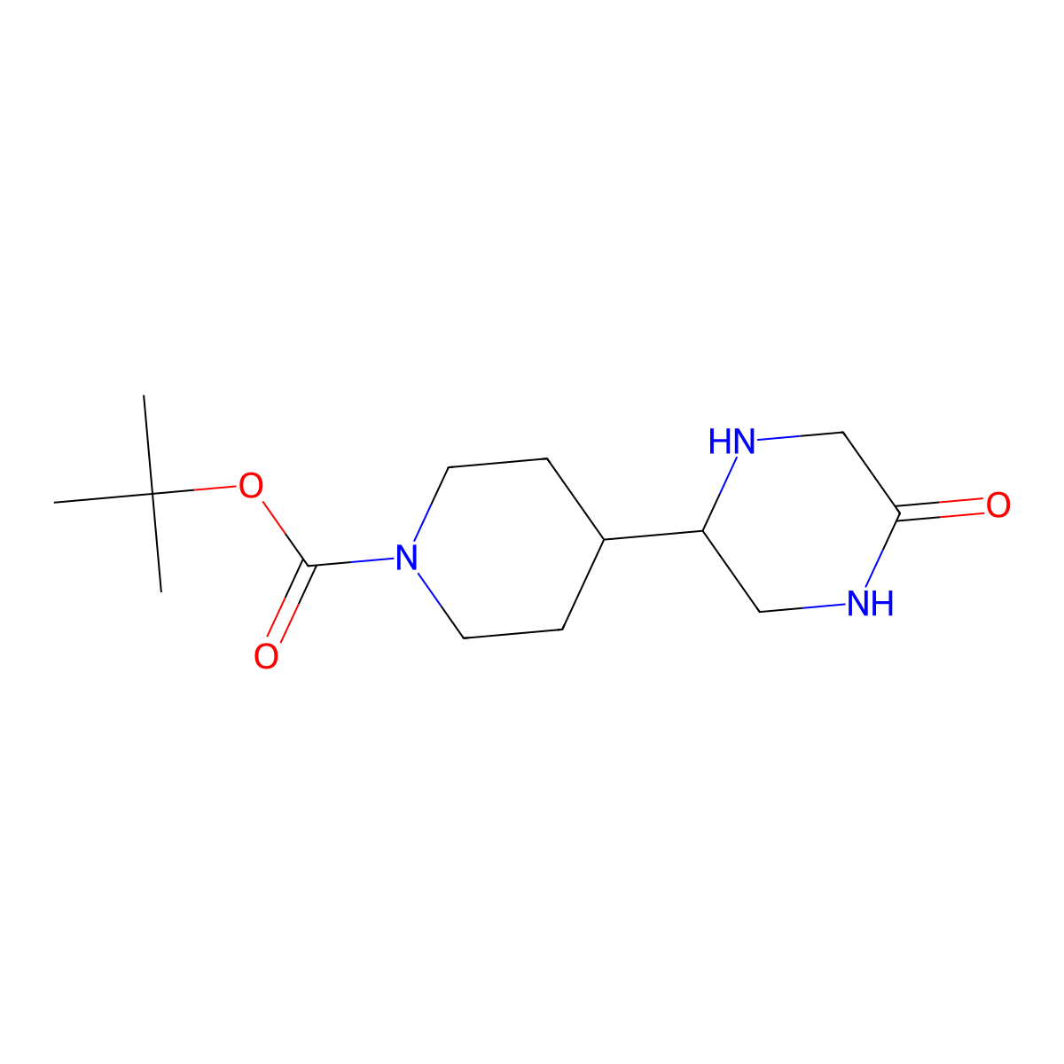 Tert-butyl 4-(5-oxopiperazin-2-yl)piperidine-1-carboxylate molecular structure, CAS 2353074-20-9