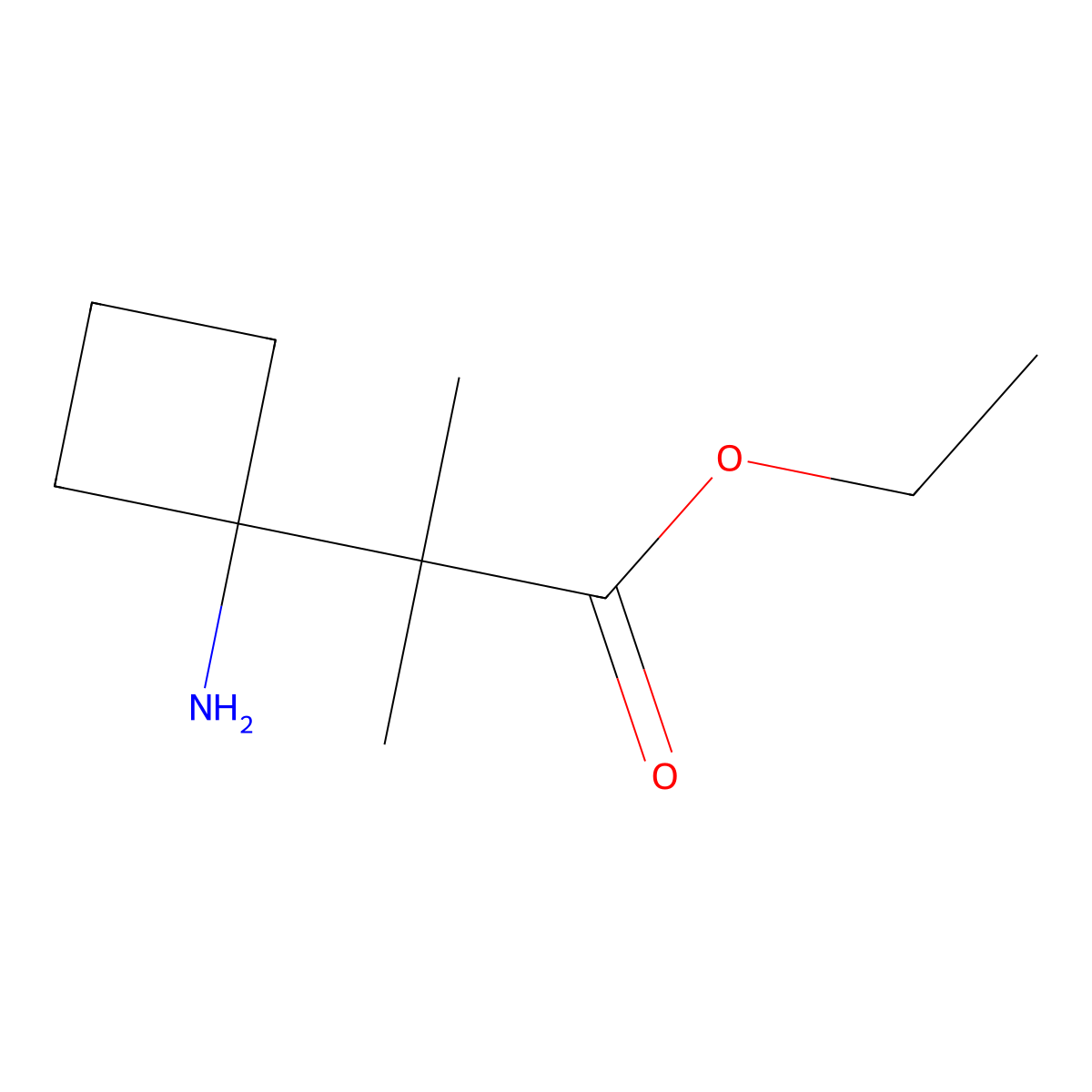 Ethyl 2-(1-aminocyclobutyl)-2-methylpropanoate molecular structure, CAS 2353080-61-0