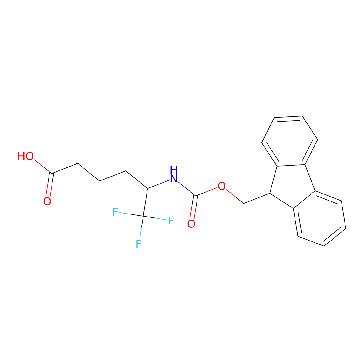 5-({[(9H-fluoren-9-yl)methoxy]carbonyl}amino)-6,6,6-trifluorohexanoic acid molecular structure, CAS 2353084-92-9