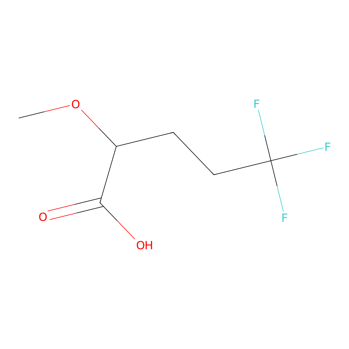 5,5,5-Trifluoro-2-methoxypentanoic acid molecular structure, CAS 2353091-00-4