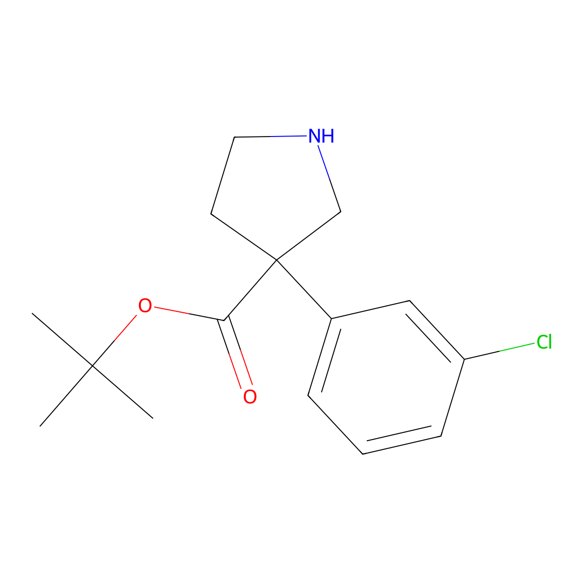 Tert-butyl 3-(3-chlorophenyl)pyrrolidine-3-carboxylate molecular structure, CAS 2353105-54-9
