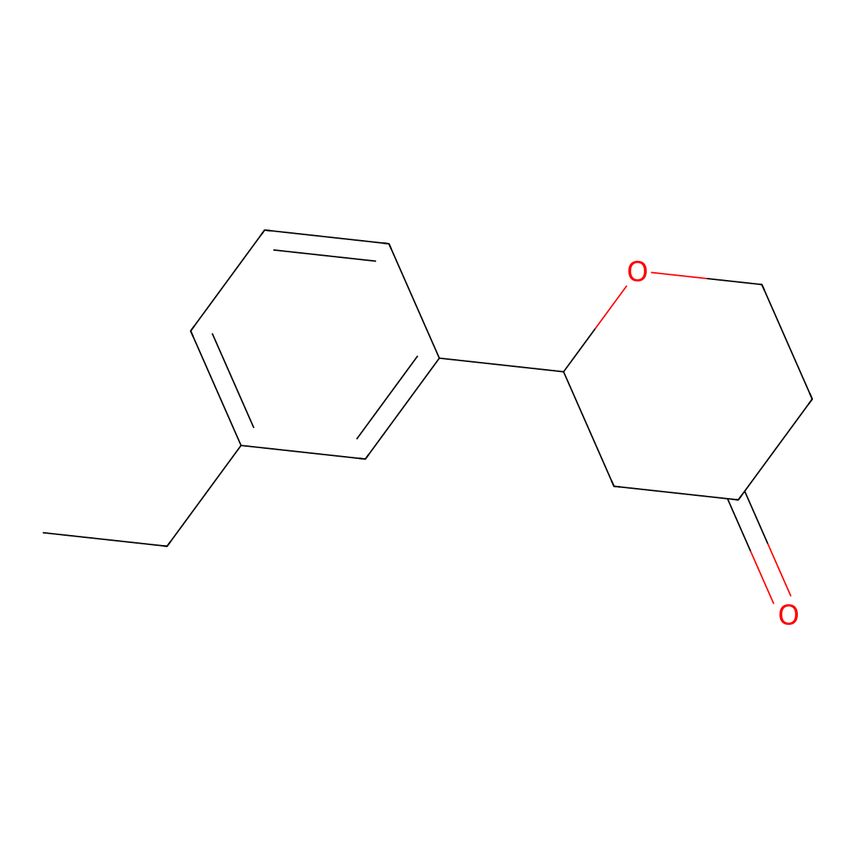 2-(3-ethylphenyl)tetrahydro-4H-pyran-4-one molecular structure, CAS 2353111-08-5