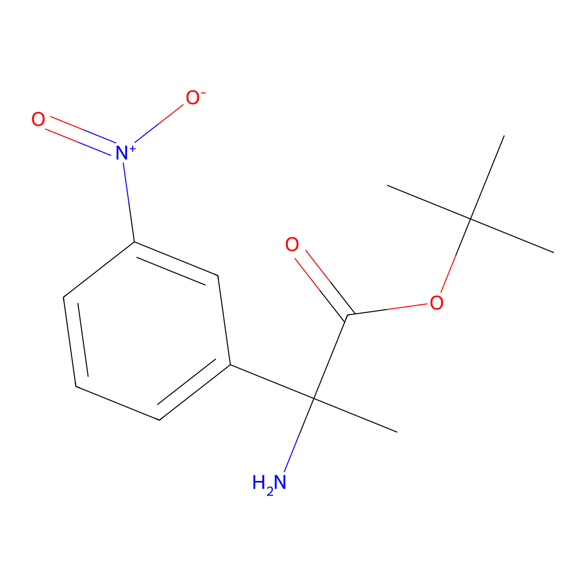 Tert-butyl 2-amino-2-(3-nitrophenyl)propanoate molecular structure, CAS 2353121-83-0