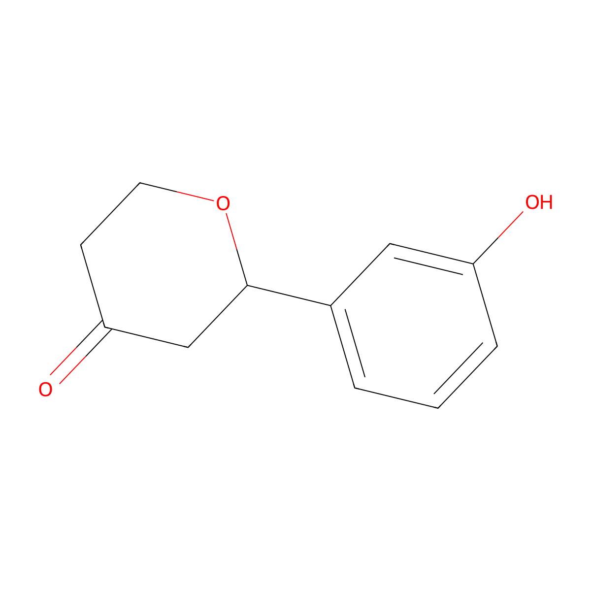 2-(3-hydroxyphenyl)tetrahydro-4H-pyran-4-one molecular structure, CAS 2353147-40-5