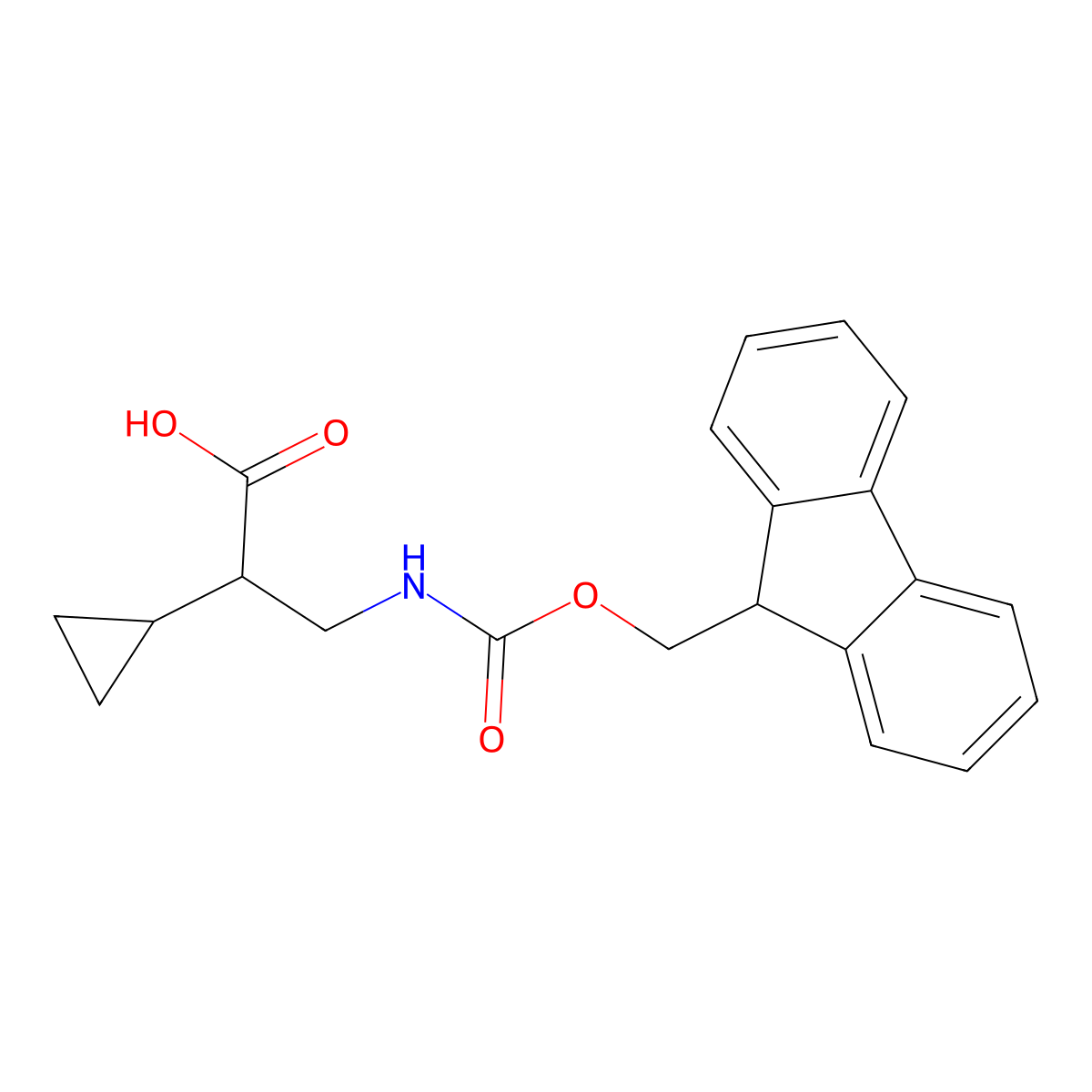 2-cyclopropyl-3-({[(9H-fluoren-9-yl)methoxy]carbonyl}amino)propanoic acid molecular structure, CAS 2353150-58-8