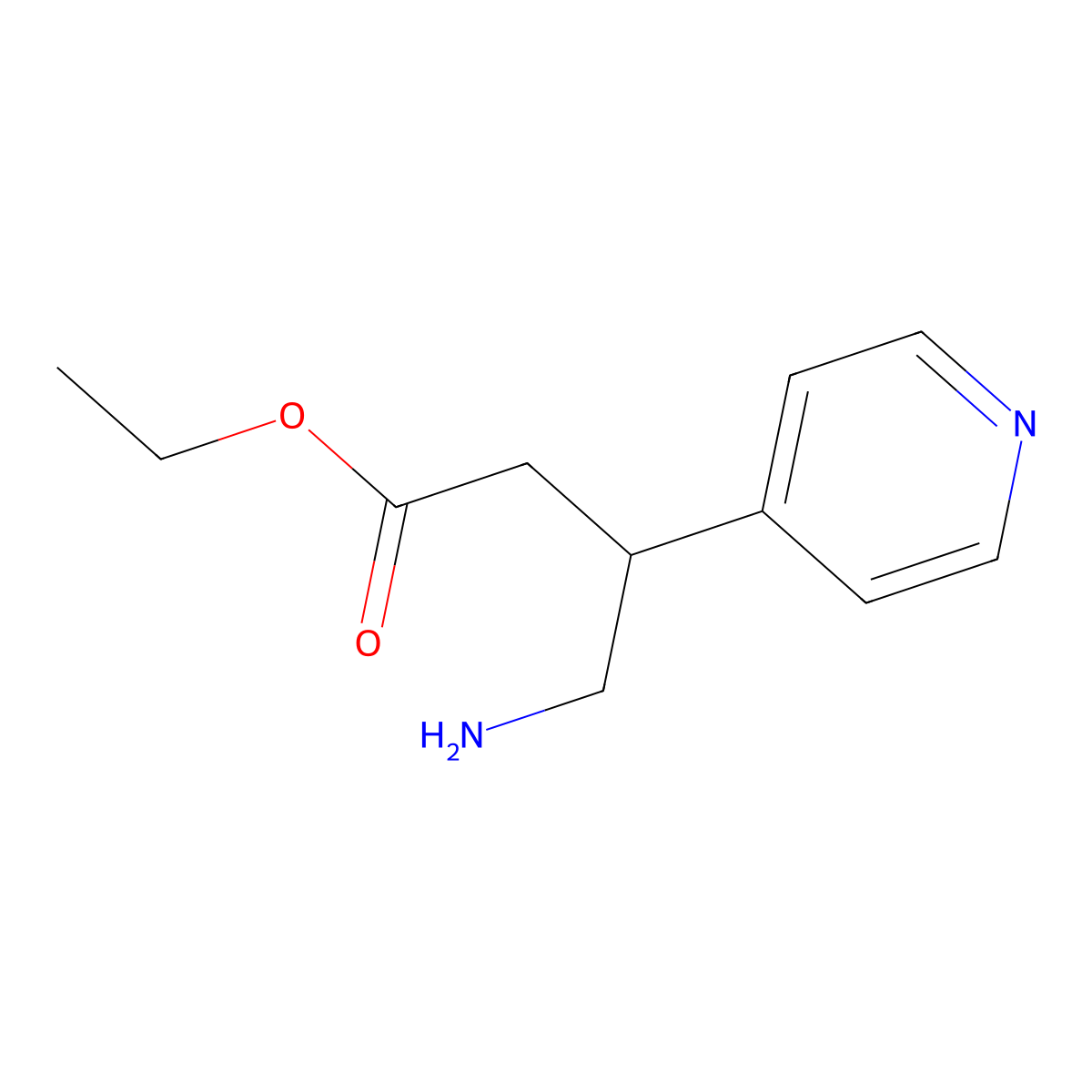 Ethyl 4-amino-3-(pyridin-4-yl)butanoate molecular structure, CAS 2353171-16-9