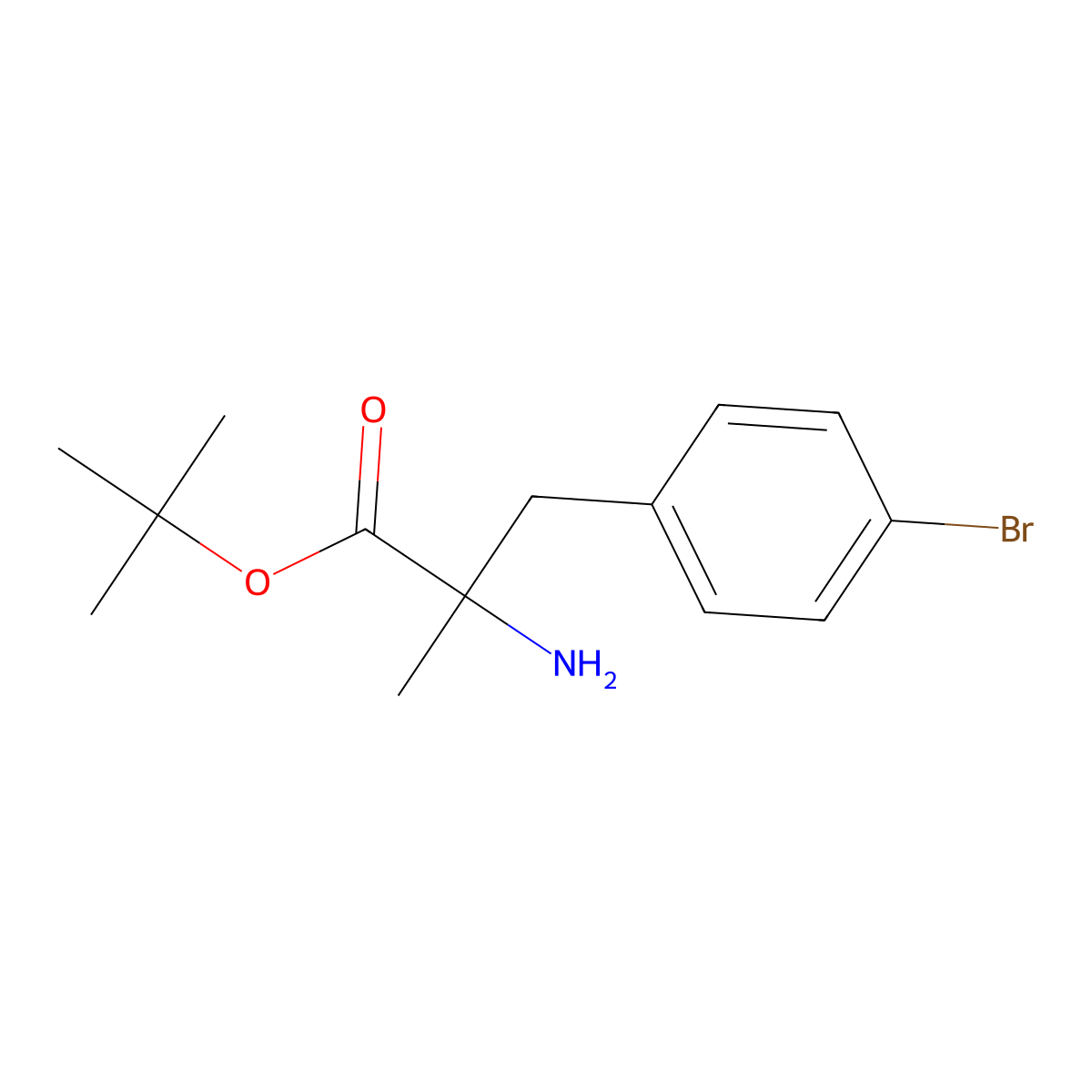 Tert-butyl 2-amino-3-(4-bromophenyl)-2-methylpropanoate molecular structure, CAS 2353171-68-1