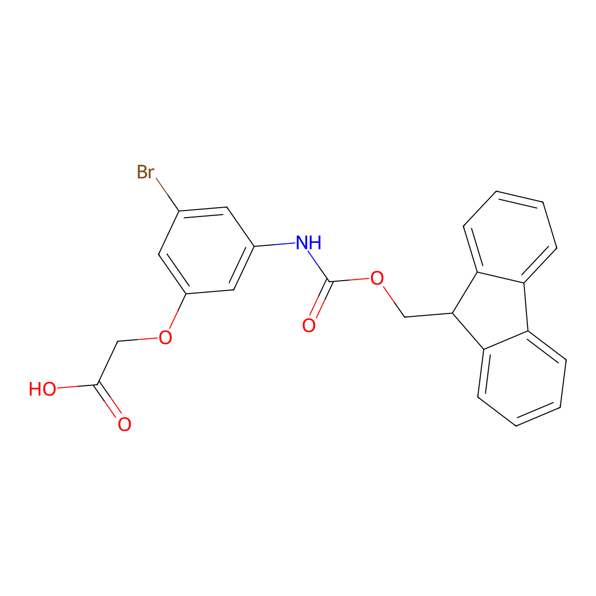 2-[3-bromo-5-({[(9H-fluoren-9-yl)methoxy]carbonyl}amino)phenoxy]acetic acid molecular structure, CAS 2353177-24-7