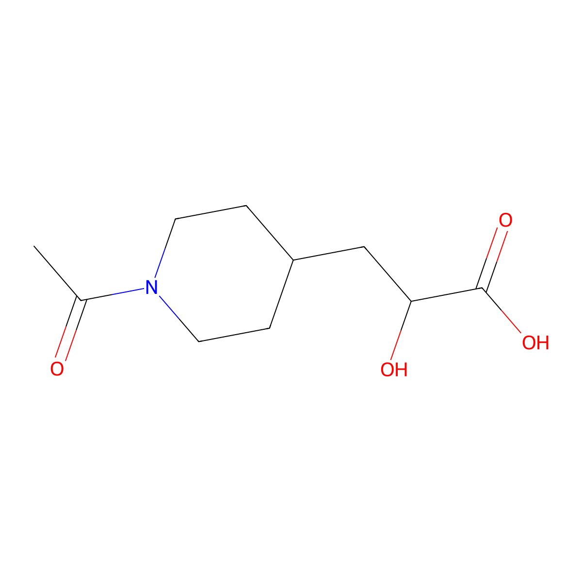 3-(1-Acetylpiperidin-4-yl)-2-hydroxypropanoic acid molecular structure, CAS 2353196-06-0