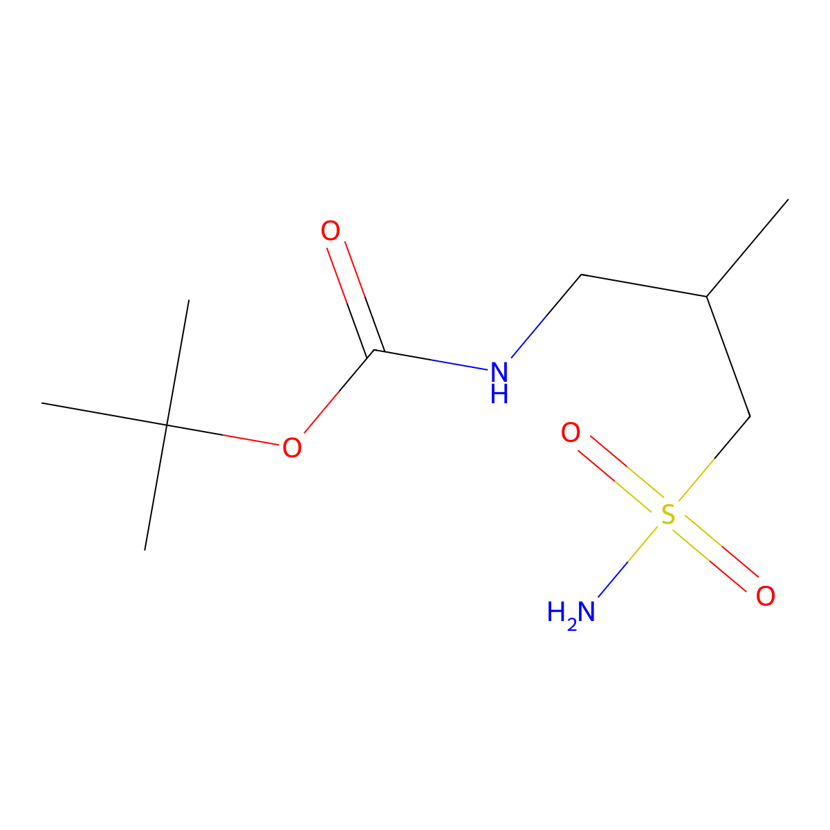 tert-butyl N-(2-methyl-3-sulfamoylpropyl)carbamate molecular structure, CAS 2353196-87-7