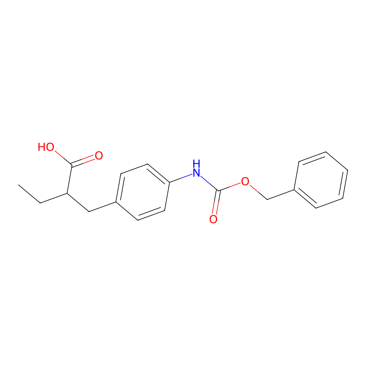 2-[(4-{[(Benzyloxy)carbonyl]amino}phenyl)methyl]butanoic acid molecular structure, CAS 2353197-37-0