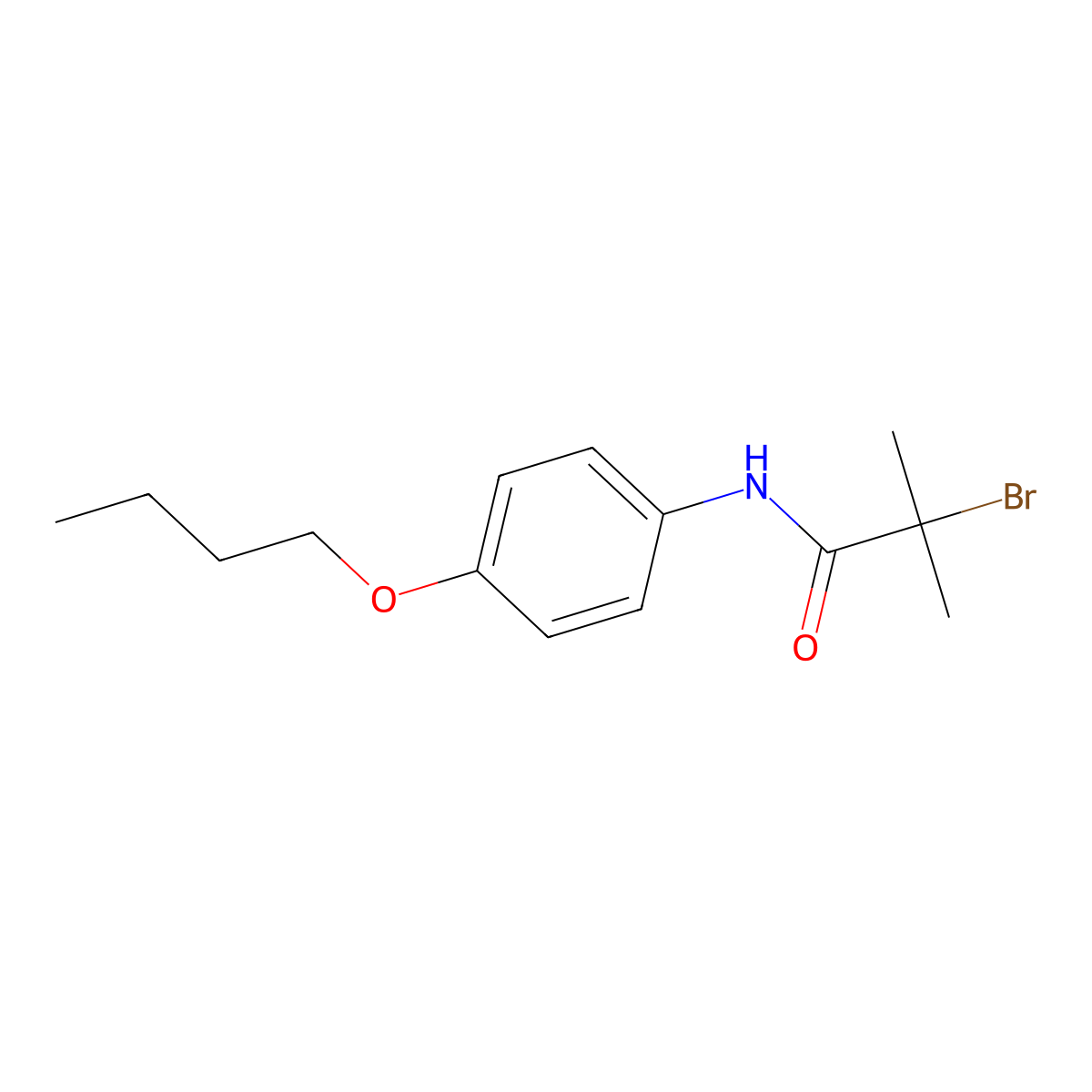 2-bromo-N-(4-butoxyphenyl)-2-methylpropanamide molecular structure, CAS 23532-45-8