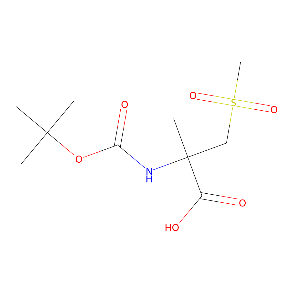 2-{[(Tert-butoxy)carbonyl]amino}-3-methanesulfonyl-2-methylpropanoic acid molecular structure, CAS 2353243-73-7