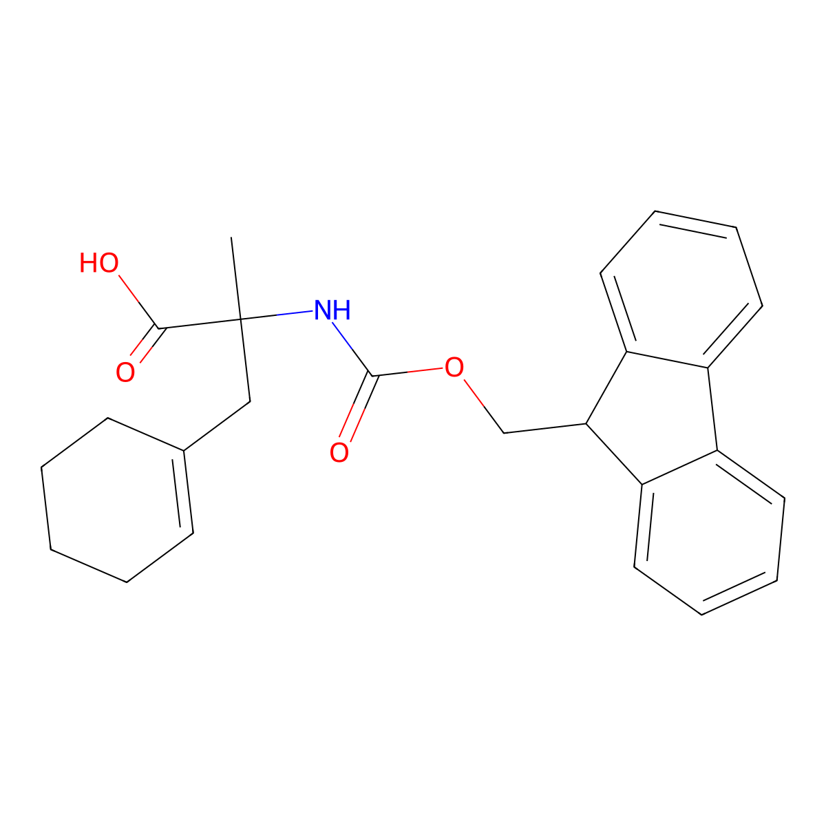 3-(cyclohex-1-en-1-yl)-2-({[(9H-fluoren-9-yl)methoxy]carbonyl}amino)-2-methylpropanoic acid molecular structure, CAS 2353244-83-2
