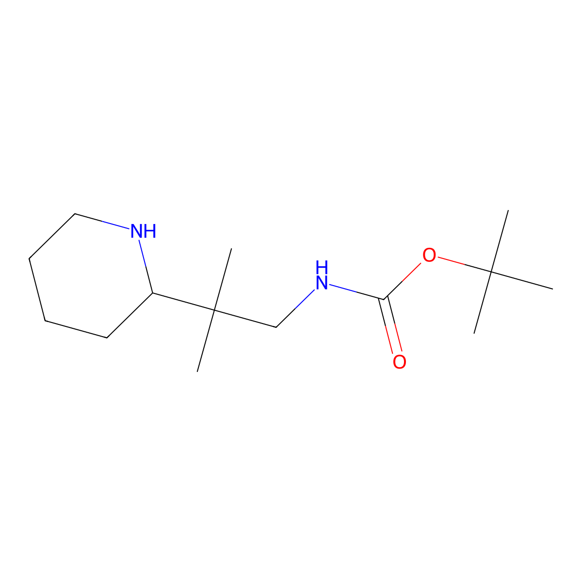 Tert-butyl N-(2-methyl-2-piperidin-2-ylpropyl)carbamate molecular structure, CAS 2353250-16-3