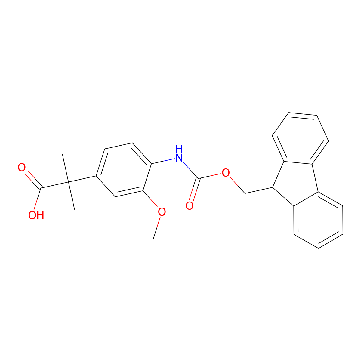 2-[4-({[(9H-fluoren-9-yl)methoxy]carbonyl}amino)-3-methoxyphenyl]-2-methylpropanoic acid molecular structure, CAS 2353257-07-3