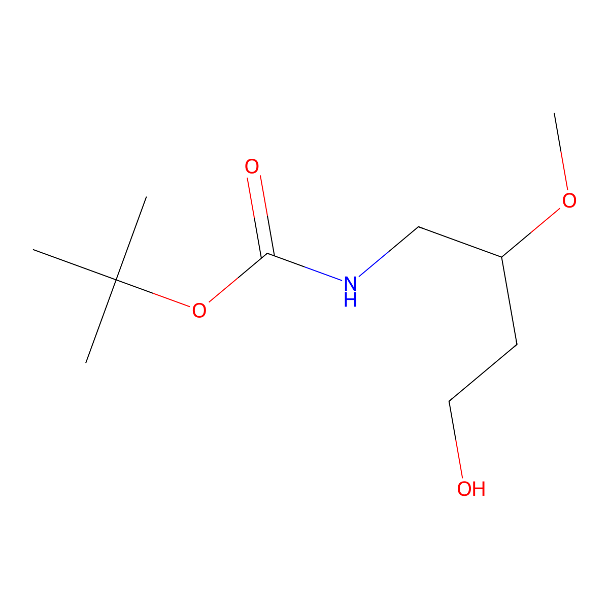 tert-butyl N-(4-hydroxy-2-methoxybutyl)carbamate molecular structure, CAS 2353258-49-6