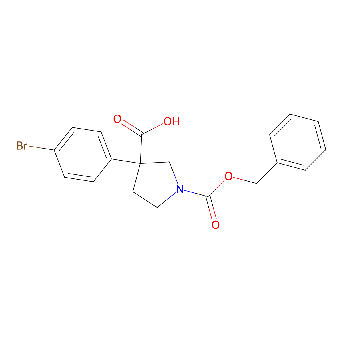 1-[(Benzyloxy)carbonyl]-3-(4-bromophenyl)pyrrolidine-3-carboxylic acid molecular structure, CAS 2353262-20-9