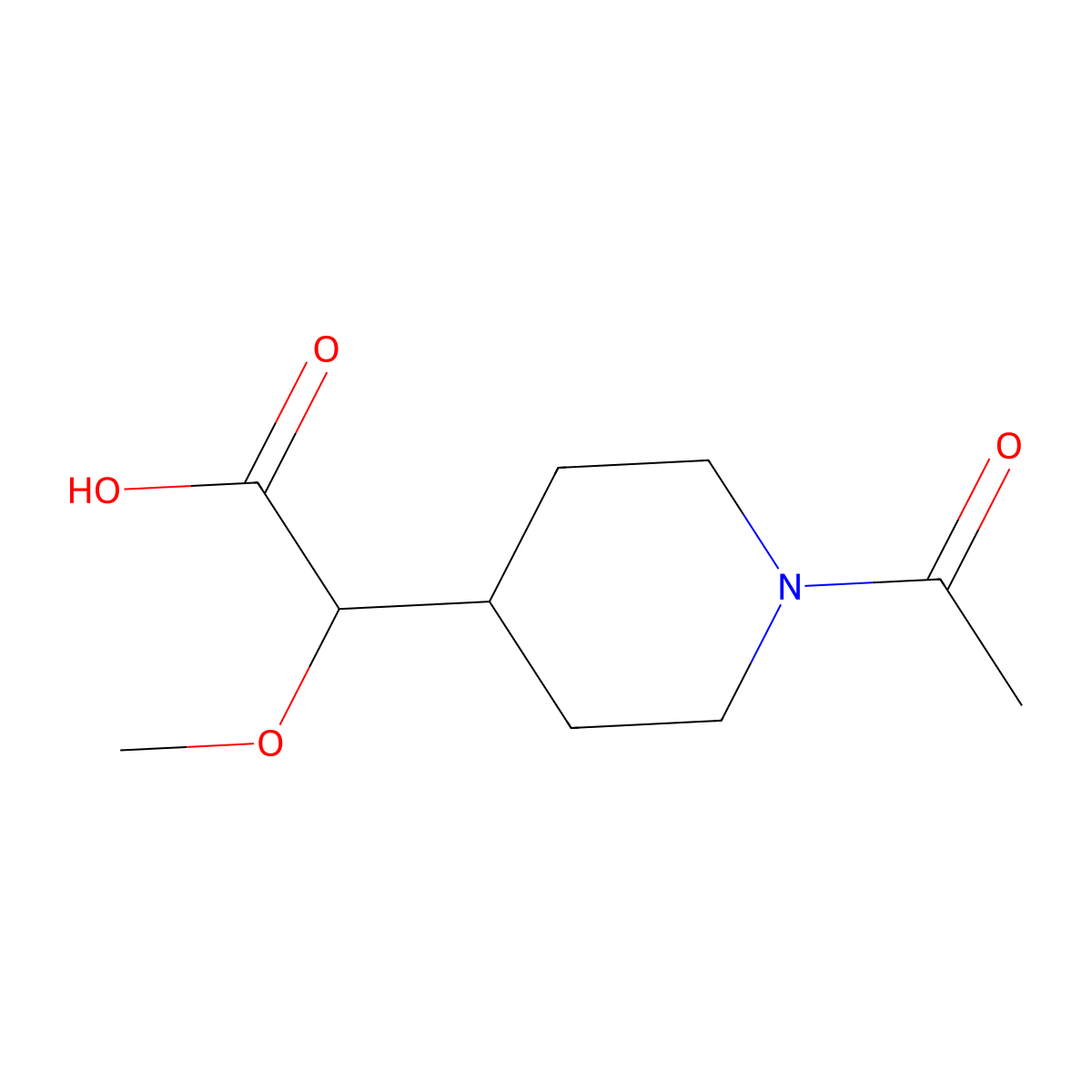 2-(1-Acetylpiperidin-4-yl)-2-methoxyacetic acid molecular structure, CAS 2353300-27-1