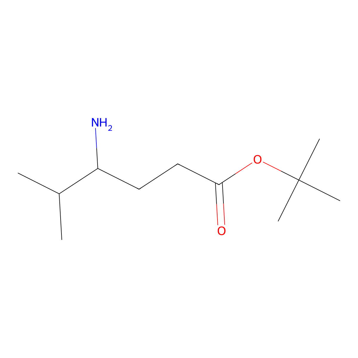Tert-butyl 4-amino-5-methylhexanoate molecular structure, CAS 2353332-20-2