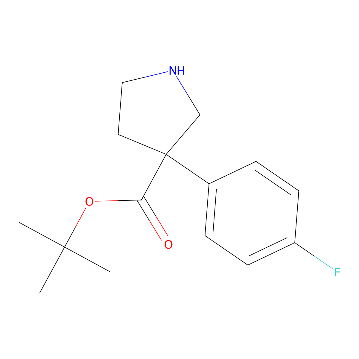 Tert-butyl 3-(4-fluorophenyl)pyrrolidine-3-carboxylate molecular structure, CAS 2353362-87-3