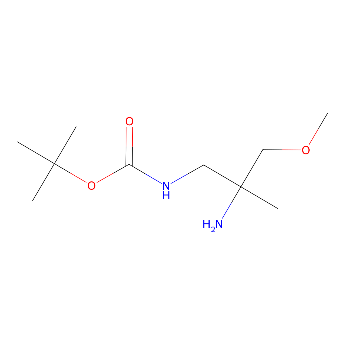 tert-butyl N-(2-amino-3-methoxy-2-methylpropyl)carbamate molecular structure, CAS 2353399-50-3