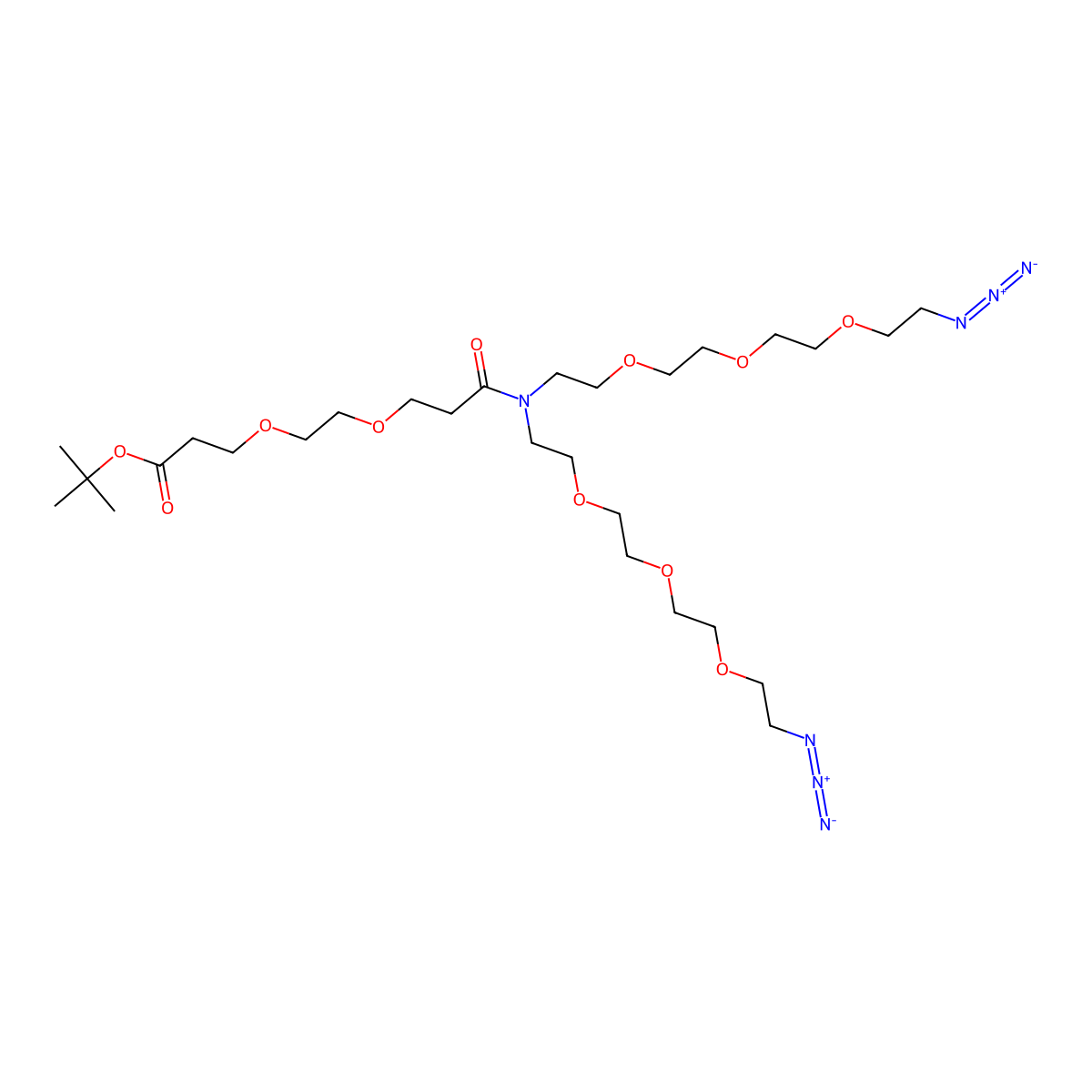 N-(Boc-PEG2)-N-bis(PEG3-azide) molecular structure, CAS 2353409-46-6