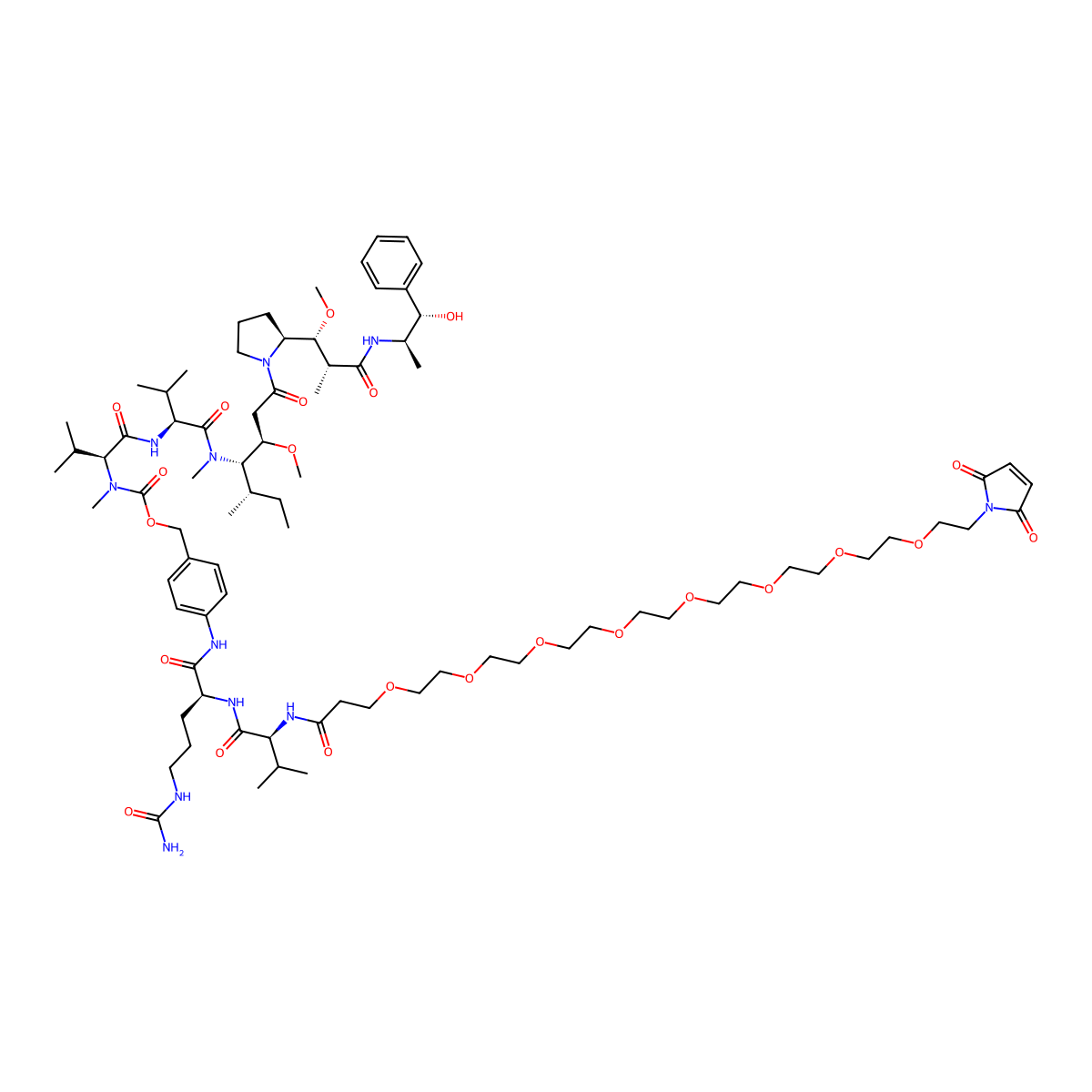 Mal-PEG8-Val-Cit-PAB-MMAE molecular structure, CAS 2353409-69-3