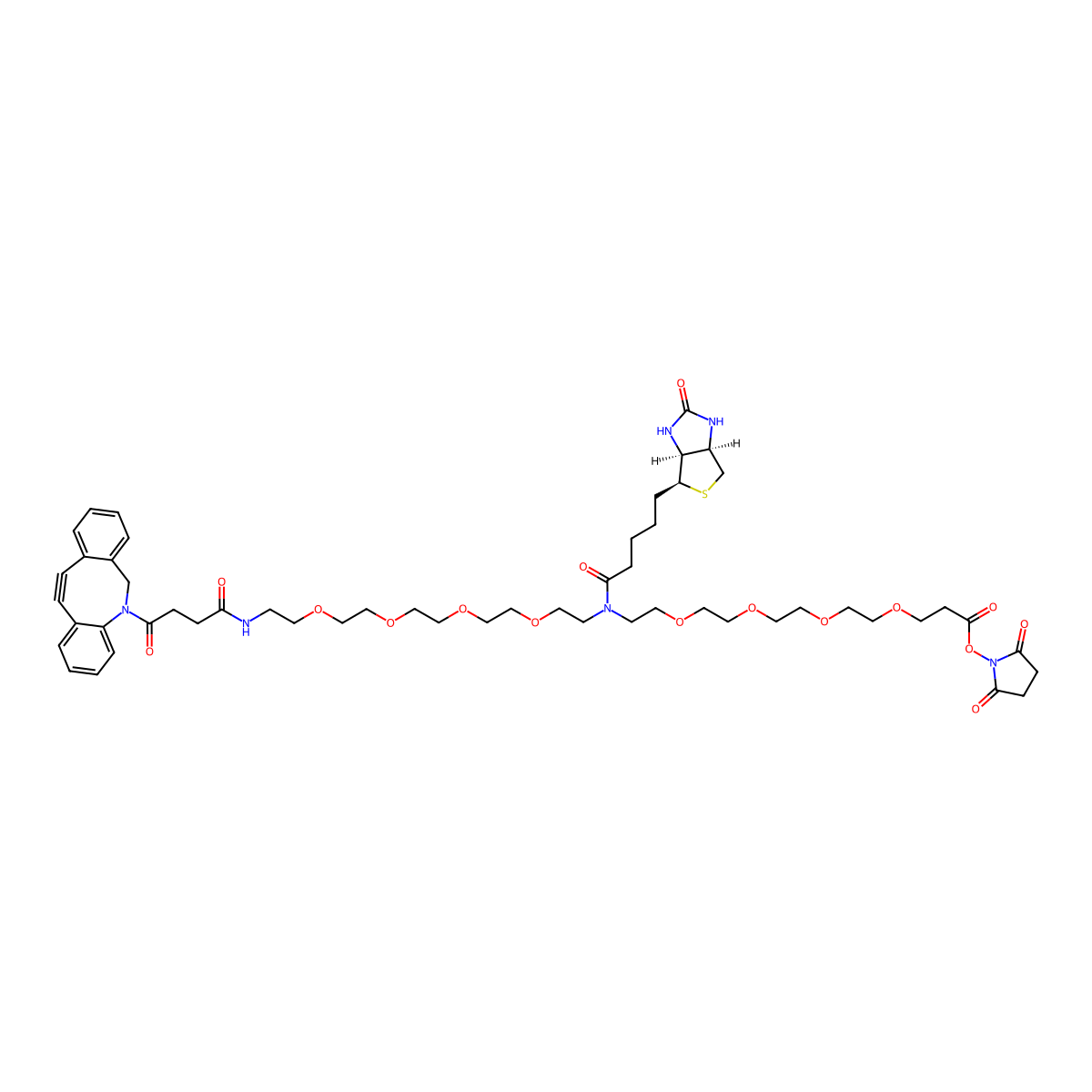 N-(DBCO-PEG4)-N-Biotin-PEG4-NHS molecular structure, CAS 2353409-72-8
