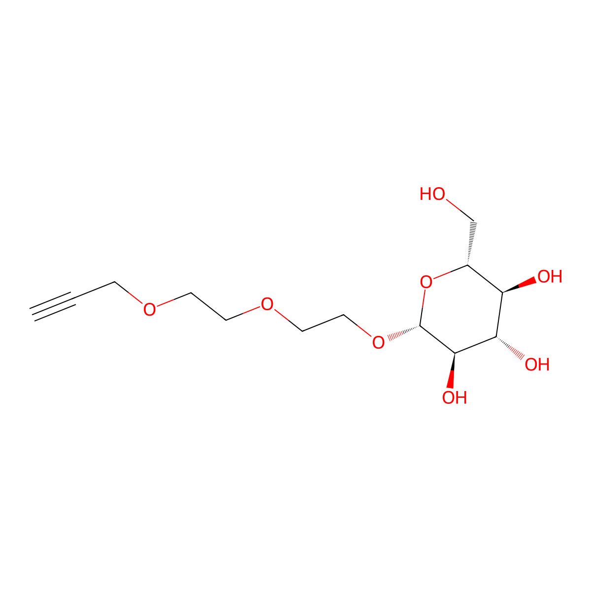 Propargyl-PEG2-beta-D-glucose molecular structure, CAS 2353409-73-9