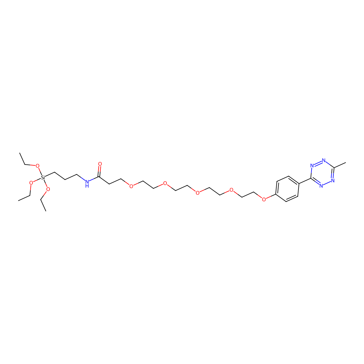 Methyltetrazine-PEG5-triethoxysilane molecular structure, CAS 2353410-01-0