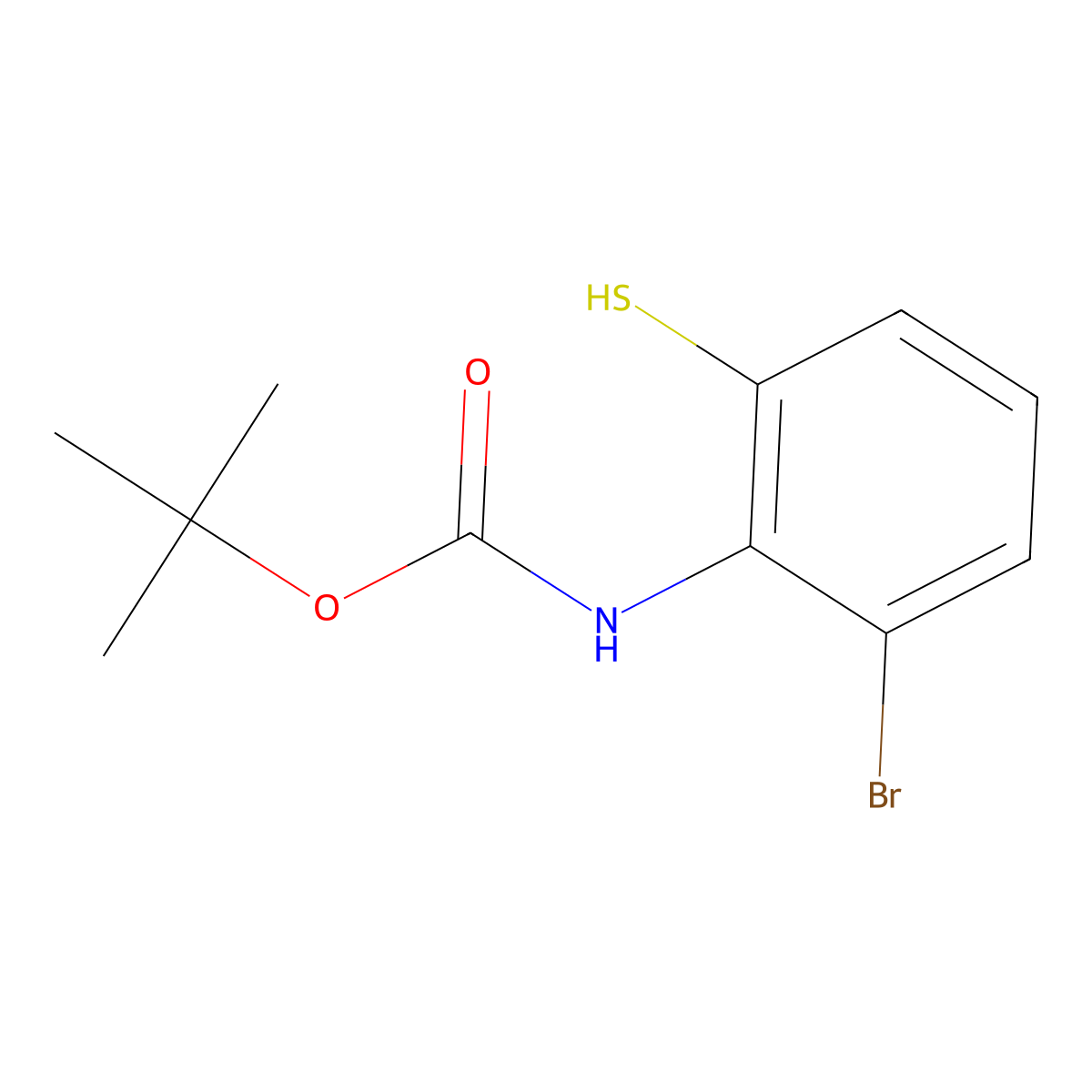 tert-butyl N-(2-bromo-6-sulfanylphenyl)carbamate molecular structure, CAS 2353471-68-6