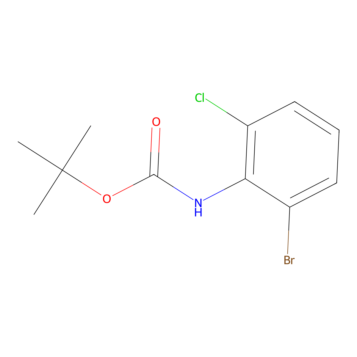 tert-butyl N-(2-bromo-6-chlorophenyl)carbamate molecular structure, CAS 2353478-19-8