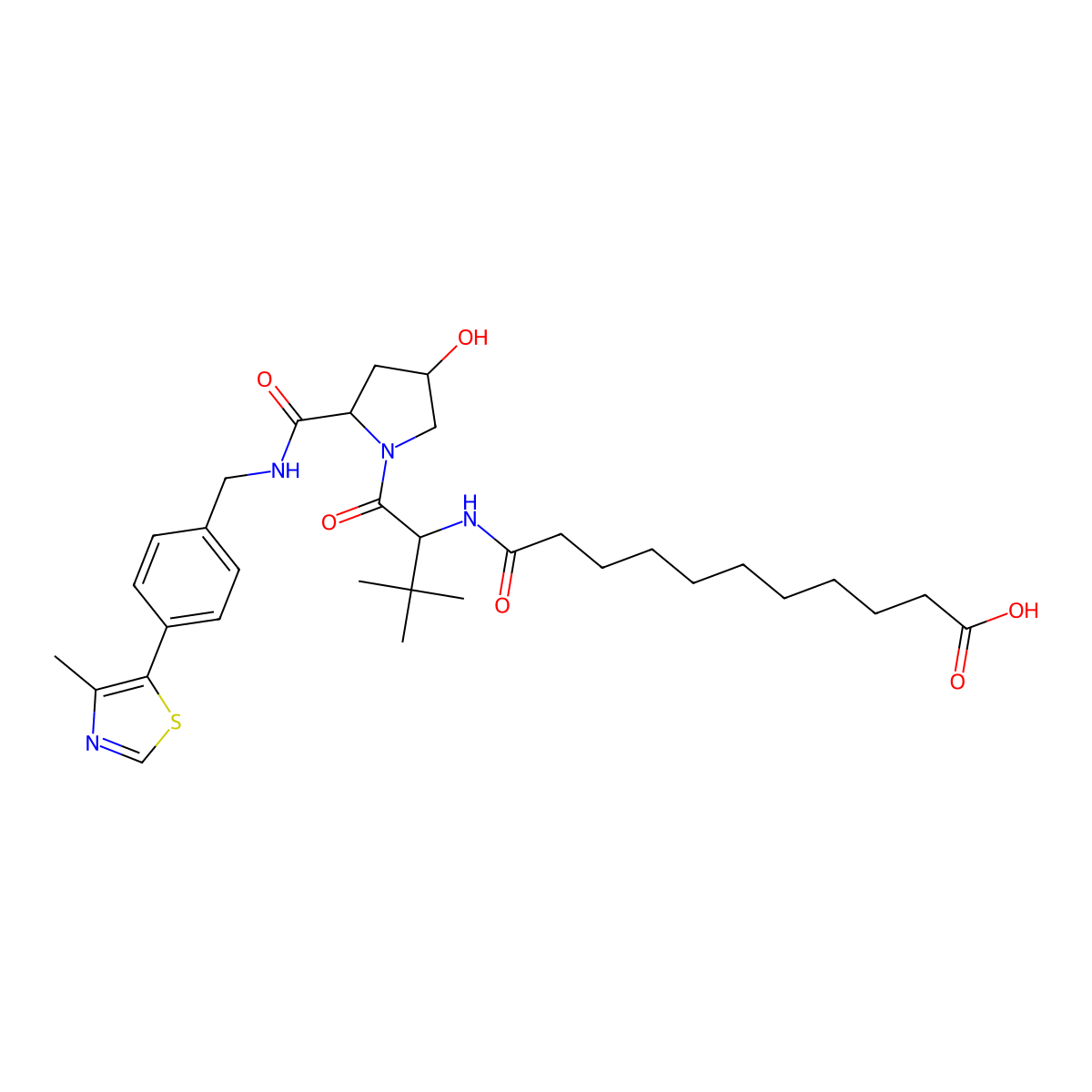 11-[[(1R)-1-[(2R,4S)-4-hydroxy-2-[[4-(4-methylthiazol-5-yl)phenyl]methylcarbamoyl]pyrrolidine-1-carbonyl]-2,2-dimethyl-propyl]amino]-11-oxo-undecanoic acid molecular structure, CAS 2353496-87-2