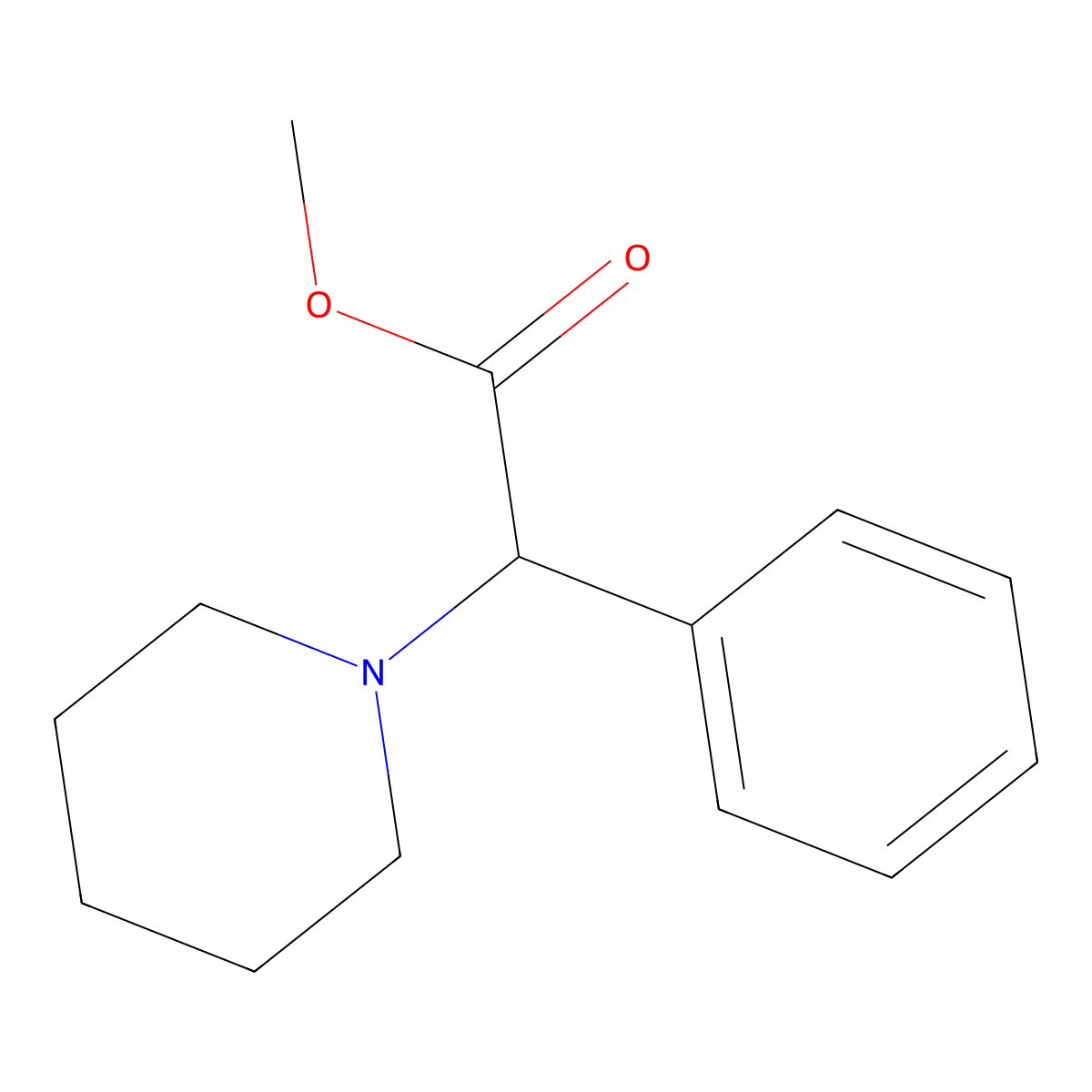 Methyl 2-phenyl-2-(piperidin-1-yl)acetate molecular structure, CAS 23535-28-6